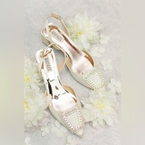 Badgley Mischka Emmy Block Heel Slingback with Crystal Bucket